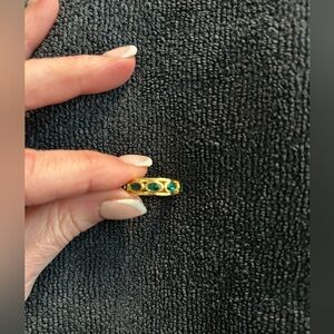 Adornia Gold Ring with Green Stones Ring, Size 7

NWOT